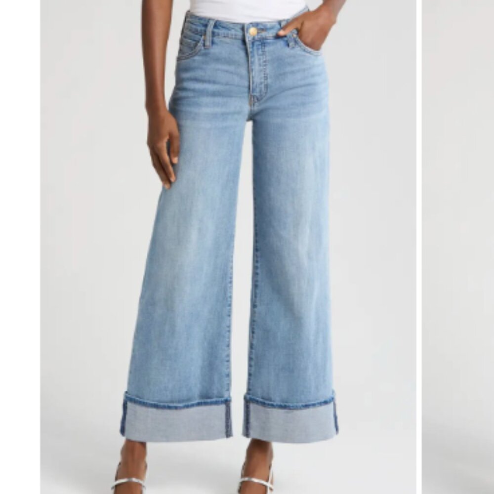 Kut From The Kloth Meg Fab Ab High Waist Cuffed Hem Wide Leg Jeans